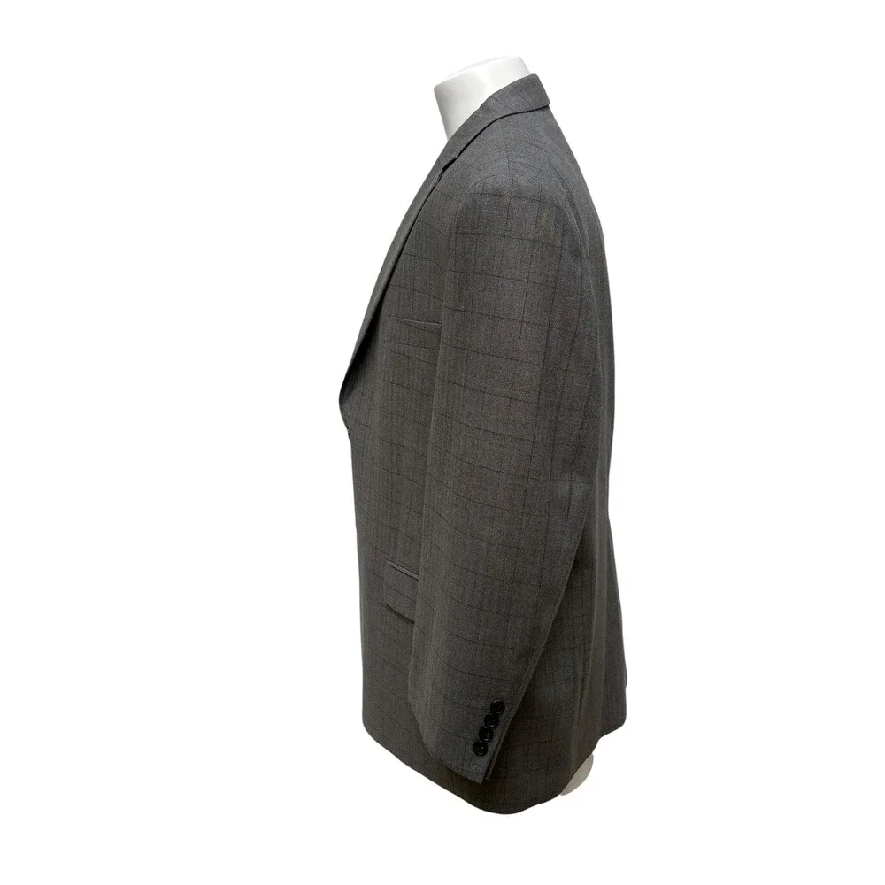 Lauren Ralph Lauren Blazer 46S Grey Silk Wool Windowpane Sport Coat Lightweight